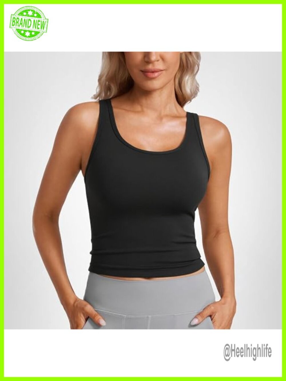 Butterluxe Double Lined Tank Top - Workout Crop Sleeveless Scoop Neck